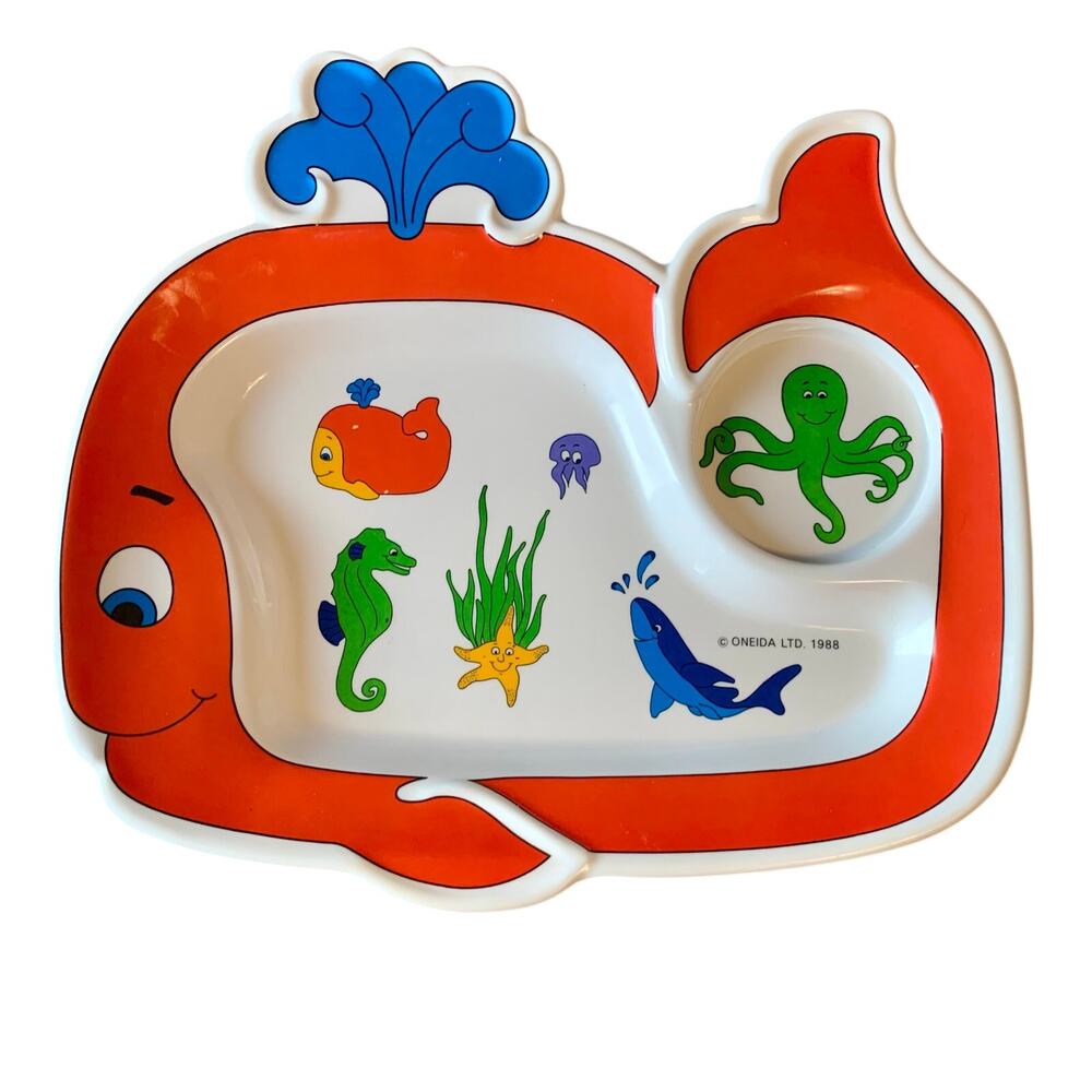 Oneida Ltd Wally the Whale Plate Child's Vintage 1988 Melamine Divided Rare